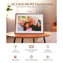 Load image into Gallery viewer, Frameo 10.1 Inch WiFi Digital Picture FrameElectronic Frame,1280 * 800IPS HD Cloud Smart Digital Photo Frame,32GB Storage, Wall Mountable, Auto-Rotate,Easy to Share Photos or Videos via FRAMEO APP, Woodgraincolor_1345
