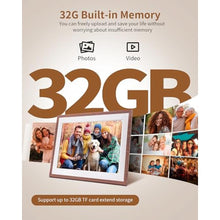 Load image into Gallery viewer, Frameo 10.1 Inch WiFi Digital Picture FrameElectronic Frame,1280 * 800IPS HD Cloud Smart Digital Photo Frame,32GB Storage, Wall Mountable, Auto-Rotate,Easy to Share Photos or Videos via FRAMEO APP, Woodgraincolor_1347
