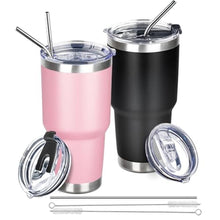 Load image into Gallery viewer, FristChoice 40 oz Tumbler with Lids and Straws Double Wall Vacuum Insulated Tumbler Cup,Stainless Steel Leak-proof Thermal Tumbler Powder Coated Travel Coffee Mug for Cold and Hot Drinks,Pink White, PinkWhite_1
