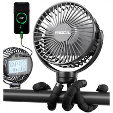 Load image into Gallery viewer, FRIZCOL Portable Stroller Fan, Use As Power Bank, 65H 12000mAh Battery Operated Fan Flexible Tripod Baby Car Seat Fans with Timming, Personal Mini Handheld/Desk/Small Clip On Fans For Stroller, Black_1
