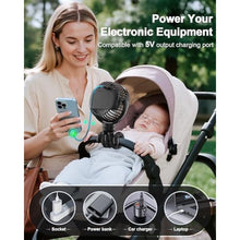 Load image into Gallery viewer, FRIZCOL Portable Stroller Fan, Use As Power Bank, 65H 12000mAh Battery Operated Fan Flexible Tripod Baby Car Seat Fans with Timming, Personal Mini Handheld/Desk/Small Clip On Fans For Stroller, Black_7991
