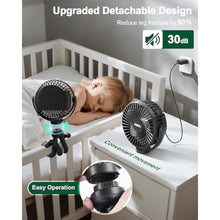 Load image into Gallery viewer, FRIZCOL Portable Stroller Fan, Use As Power Bank, 65H 12000mAh Battery Operated Fan Flexible Tripod Baby Car Seat Fans with Timming, Personal Mini Handheld/Desk/Small Clip On Fans For Stroller, Black_7993
