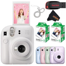 Load image into Gallery viewer, Fujifilm Instax Mini 12 Instant Camera Clay White with Sandisk 32 GB USB Flash Drive + 40 Sheets Fujifilm Instax Mini Film Bundle, Sunshine Photo Microfiber Cleaning Cloth Included..._1
