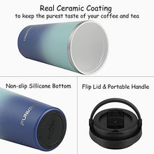 Load image into Gallery viewer, Funkrin Insulated Coffee Mug with Ceramic Coating, 16oz Iced Coffee Tumbler Cup with Flip Lid and Handle, Double Wall Vacuum Leak-Proof Travel Mug for Office School Party Camping, BlueWaves_1253
