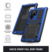 Load image into Gallery viewer, FunnyWin Metal Case for Samsung S23 Aluminum Military Grade Armor Rugged Case with Metal Stand Screen Protector Drop Tested Shockproof Full Cover case for Samsung S23 (Blue)_7903
