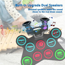 Load image into Gallery viewer, FVEREY Electronic Drum Set for Kids - 9 Drum Pads, 2 Pedals &amp; 2 Sticks, Drum Kit with Headphone Jack, Rechargeable Drums Pad for Kid Age 8-12, Gifts for Boys &amp; Girls Ages 7 8 9 10 11 12 13+ Year Old_2246
