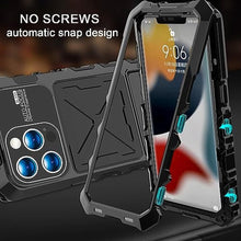 Load image into Gallery viewer, FW Compatible with iPhone 15 Pro Case Metal Silicone Armor 360 Full Body Heavy Duty Tough Rugged Military Grade case with Metal Stand Screen Protector Dustproof Shockproof Outdoor Case (Black)_7437
