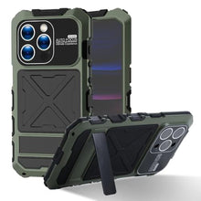 Load image into Gallery viewer, FW Compatible with iPhone 15 Pro Max Case Metal Silicone Armor 360 Full Body Heavy Duty Tough Rugged Military Grade case with Metal Stand Screen Protector Dustproof Shockproof Outdoor Case (Green)_1
