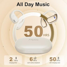 Load image into Gallery viewer, FYSUCSI Open Ear Bluetooth Headphones Wireless Earbuds with Earhook 50H Playback Air Conduction Sweatproof Sports Ear Buds Touch Control Earphones for Running,Workout, Beige_4037
