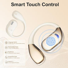 Load image into Gallery viewer, FYSUCSI Open Ear Bluetooth Headphones Wireless Earbuds with Earhook 50H Playback Air Conduction Sweatproof Sports Ear Buds Touch Control Earphones for Running,Workout, Beige_4039
