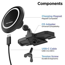 Load image into Gallery viewer, Galvanox Wireless Charging Car CD Slot Phone Holder - Magnetic Mount Charger with Secure CD-Player Attachment - Compatible with MagSafe, Black_1129
