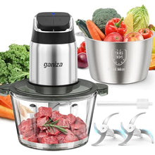 Load image into Gallery viewer, Ganiza Food Processor with Dual Bowls, 2-Speed Food Chopper &amp; Meat Grinder, Silver_1
