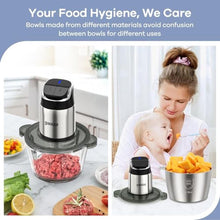 Load image into Gallery viewer, Ganiza Food Processor with Dual Bowls, 2-Speed Food Chopper &amp; Meat Grinder, Silver_5838
