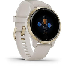 Load image into Gallery viewer, Garmin Venu 2S, Smaller-Sized GPS Smartwatch with Advanced Health Monitoring and Fitness Features, Light Gold Bezel with Tan Case and Silicone Band, (010-02429-01)_2588
