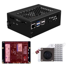 Load image into Gallery viewer, GeeekPi N16 Quad M.2 M-Key NVMe SSD HAT with Metal Case &amp; Active Cooler for Raspberry Pi 5, Support M.2 NVMe M-Key 2230/2242/2260/2280 SSDs, Black_1
