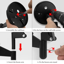 Load image into Gallery viewer, GEEKRIA for Creators Microphone Boom Arm Wall Mount Adapter, Wall Mount Microphone Holder with Adjustable Interface Aperture Compatible with Aokeo AK-35, TONOR T20, InnoGear Mic Arm (Black)_2477

