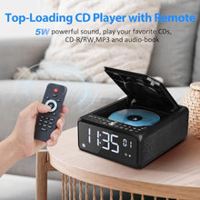 Load image into Gallery viewer, Gelielim Elegant Home CD Player, Alarm Clock with Wireless Charging, Bluetooth Boombox with Remote, FM Radio (No AM)/AUX/USB/Timer/Dimmer, Portable CD Radio Player for Home, Black_7118
