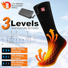 Load image into Gallery viewer, GEMSTONEGO Rechargeable Heated Socks for Teenagers Youth, Electric Battery Powered Thermal Socks with 3 Heating Levels for Skiing, Camping, School Commutes &amp; Winter Sports, Black_467

