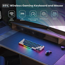 Load image into Gallery viewer, GEODMAER 65% Wireless Gaming Keyboard: LED Backlit, 68 Keys, Ultra-Compact, Anti-ghosting, No-Conflict Wireless Keyboard for PC Laptop Windows Gamer(Black-White), BlackWhite_5622

