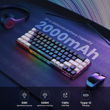Load image into Gallery viewer, GEODMAER 65% Wireless Gaming Keyboard: LED Backlit, 68 Keys, Ultra-Compact, Anti-ghosting, No-Conflict Wireless Keyboard for PC Laptop Windows Gamer(Black-White), BlackWhite_5623
