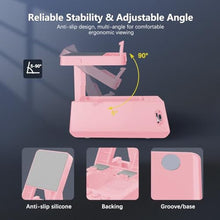 Load image into Gallery viewer, Gifts for Women/Girls, Phone Stand with Bluetooth Speaker &amp; LED Alarm Clock, 12H Playtime&amp;Anti-Slip Base, Hands-Free for Home Cooking/Office, Thoughtful for Mom, Grandma, Wife (Pink)_7597
