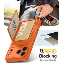 Load image into Gallery viewer, GIVELOT for iPhone 17 Pro Case with Card Holder4-5 Cards[9H Screen Protector ][Full Camera Protection][RFID Blocking][Hidden Kickstand] Rugged Heavy Duty Wallet Case for iPhone 17 Pro(Orange), iPhoneProOrange_1666
