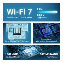 Load image into Gallery viewer, GL.iNet GL-BE6500 Flint 3e Wi-Fi 7 Router with VPN for Home and Gaming, black_594
