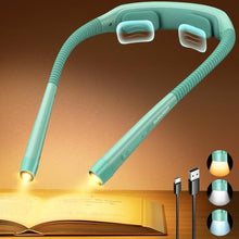 Load image into Gallery viewer, Glocusent Ergonomic Reading Lights for Books in Bed, 1600mAh Rechargeable Book Light for 100 Hrs - 3 Colors &amp; 5 Brightness, Neck Light with Timers, Sleep Aid &amp; Travel Lock, MintGreen_1
