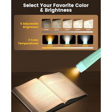 Load image into Gallery viewer, Glocusent Ergonomic Reading Lights for Books in Bed, 1600mAh Rechargeable Book Light for 100 Hrs - 3 Colors &amp; 5 Brightness, Neck Light with Timers, Sleep Aid &amp; Travel Lock, MintGreen_281
