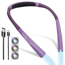 Load image into Gallery viewer, Glocusent Upgraded LED Neck Reading Light, Book Light for Reading in Bed, 30-min Timer, 3 Colors &amp; 3 Brightness Adjustable, Rechargeable &amp; Long Lasting, Perfect for Reading, Knitting_1
