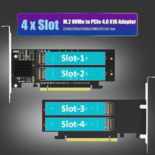 Load image into Gallery viewer, GLOTRENDS PA41 Quad M.2 NVMe to PCIe 4.0 X16 Adapter Without PCIe Bifurcation, Setup Soft M.2 NVMe RAID via OS Tool (Support 22110/2280 Size), (PCIe Bifurcation Motherboard is Required)_8793
