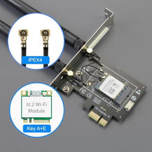 Load image into Gallery viewer, GLOTRENDS WA01 M.2 E Key to PCIe X1 WiFi Bluetooth Adapter for M.2 WiFi 4/5/6/6e/7/Coral TPU Module, with 6-dBi SMA Antenna Kits_897
