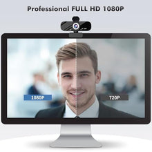 Load image into Gallery viewer, Gohero Full HD 1080P Video Webcam, Noise Cancellation, Privacy Cover, Wide-Angle Lens, Auto Light Correction, Plug &amp; Play USB Webcam for Laptop, Desktop, PC, Mac, Zoom, Skype Pro Series, Black_743
