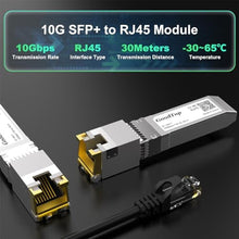 Load image into Gallery viewer, GoodTop 10G SFP+ to RJ45 Transceiver up to 30m, 10GBase-T RJ45 SFP+ Copper Module, 1G/2.5G/10G Adaptive, SFP to Ethernet, Plug and Play, Hot Pluggable_6431
