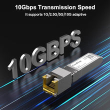 Load image into Gallery viewer, GoodTop 10G SFP+ to RJ45 Transceiver up to 30m, 10GBase-T RJ45 SFP+ Copper Module, 1G/2.5G/10G Adaptive, SFP to Ethernet, Plug and Play, Hot Pluggable_6433
