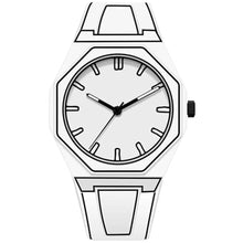 Load image into Gallery viewer, Gosasa Creative Unisex Sketch Anime Style Women's Men's Quartz Wristwatch Personality Waterproof Minimalist Black and White Analog Watch, White, Fashion Anime Style_1
