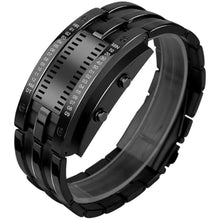 Load image into Gallery viewer, Gosasa Men's LED Digital Wrist Watch Futuristic Binary Display Stainless Steel Bracelet Waterproof Tech Style Watch for Casual &amp; Fashion Wear (Black)_8095
