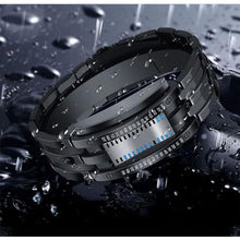 Load image into Gallery viewer, Gosasa Men's LED Digital Wrist Watch Futuristic Binary Display Stainless Steel Bracelet Waterproof Tech Style Watch for Casual &amp; Fashion Wear (Black)_8096
