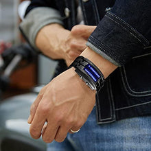 Load image into Gallery viewer, Gosasa Men's LED Digital Wrist Watch Futuristic Binary Display Stainless Steel Bracelet Waterproof Tech Style Watch for Casual &amp; Fashion Wear (Black)_8098
