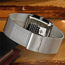 Load image into Gallery viewer, Gosasa Men Watch Classic Analog Quartz Date Stainless Steel Milanese Mesh Band Ultra-Thin Rectangle Dial Luminous (Blue)_1721
