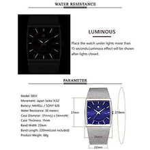 Load image into Gallery viewer, Gosasa Men Watch Classic Analog Quartz Date Stainless Steel Milanese Mesh Band Ultra-Thin Rectangle Dial Luminous (Blue)_1723
