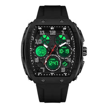 Load image into Gallery viewer, Gosasa Watches for Men Luminous Rectangle Dial Silicone Wristwatch with Digital Analog Dual Time Display Countdown Stopwatch Punk Cool Design 5ATM Waterproof (Black)_2841
