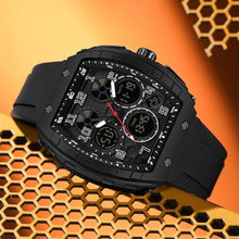 Load image into Gallery viewer, Gosasa Watches for Men Luminous Rectangle Dial Silicone Wristwatch with Digital Analog Dual Time Display Countdown Stopwatch Punk Cool Design 5ATM Waterproof (Black)_2843
