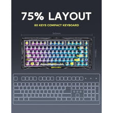 Load image into Gallery viewer, GravaStar Mercury K1 Lite 75% Gaming Keyboard, 2.4GHz/BT/Wired Tri-Mode Wireless Keyboard, Gasket Hot Swappable Mechanical Keyboard, Pre-lubed Linear Switches, RGB BacklitTransparent Black, TransparentBlack_4363

