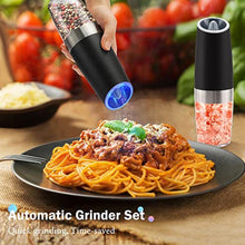 Load image into Gallery viewer, Gravity Electric Salt and Pepper Grinder Set, Battery Powered LED Light One Hand Automatic Operation, Adjustable Coarseness Mill Grinders Shakers Black (A.Black 2p), ABlackp_7060
