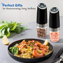 Load image into Gallery viewer, Gravity Electric Salt and Pepper Grinder Set, Battery Powered LED Light One Hand Automatic Operation, Adjustable Coarseness Mill Grinders Shakers Black (A.Black 2p), ABlackp_7062
