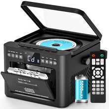 Load image into Gallery viewer, Greadio Boombox CD and Cassette Player Combo, 5000mAh Bluetooth CD Player, Black_1
