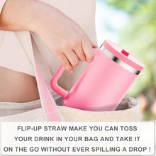 Load image into Gallery viewer, Greatyos 40 oz Tumbler with Handle and Flip Straw Lid - Upgraded Insulated Traveler Tumblers with Lids Straws Vacuum Leak Proof Stainless Steel 40oz Cup Mug Gifts for Men Women Him Her (Pink Sakura), PinkSakura_5869
