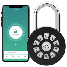 Load image into Gallery viewer, GreatYYT Smart Padlock, Password Lock with APP Control(iOS/Android), Access via Bluetooth &amp; Pin Codes,Suitable for Gym, Locker, Gates, Fence and Storage (Black)_1

