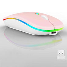 Load image into Gallery viewer, Guiheng Wireless Bluetooth Mouse,LED Dual Mode Rechargeable Silent Slim Laptop Mouse,Portable(BT5.2+USB Receiver) Dual Mode Computer Mice,for Laptop,Desktop Computer,ipad Tablet,Phone,TV (Pink)_1
